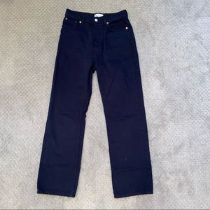 Zara straight leg high waisted navy denim jeans